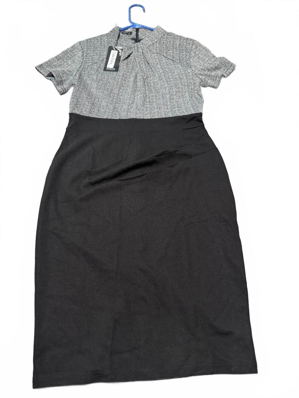 NWT HOMEYEE Women's Short Sleeve Business Church Dress Stretch L